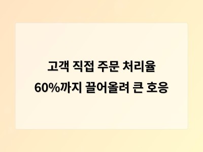 고객 직접 주문 처리율 60%까지 끌어올려 큰 호응